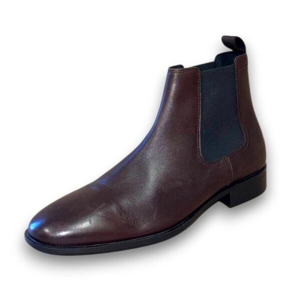 BOSS Colby Chelsea Boots Men's Dark Brown Leather/Textile US 9 (UK 8 EU 42) - Picture 1 of 4